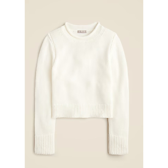 J Crew Heritage Cotton Rollneck Sweater XS White NWT Prep Tennis CE485 J.Crew - Picture 4 of 5